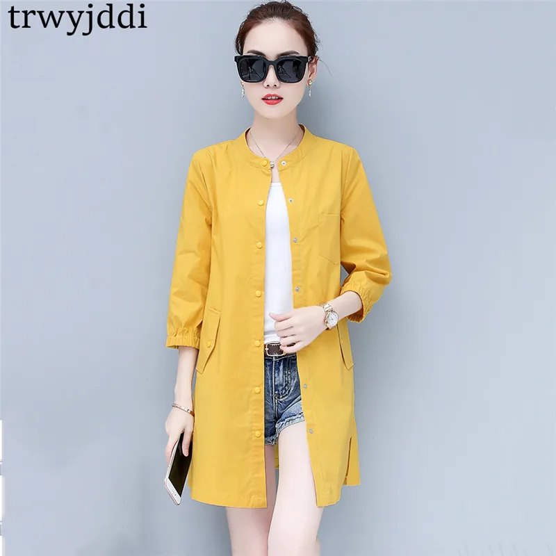 

Thin Coat Female Long Casual Loose Trench Coats 2019 New Spring Plus Sizes Women Korean Summer Slim Cardigans Outerwears hl446