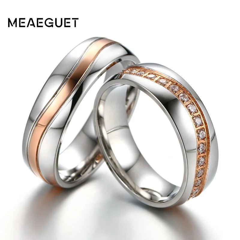 Promise Wedding Rings In Silver Rose Gold Color Cubic Zirconia Stone Women Men Ring Engrgement Lovers Fiance Customized Gifts