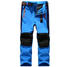 Детские штаны для мальчиков и девочек, уличные мягкие брюки оболочки, водонепроницаемые и теплые детские штаны для альпинизма