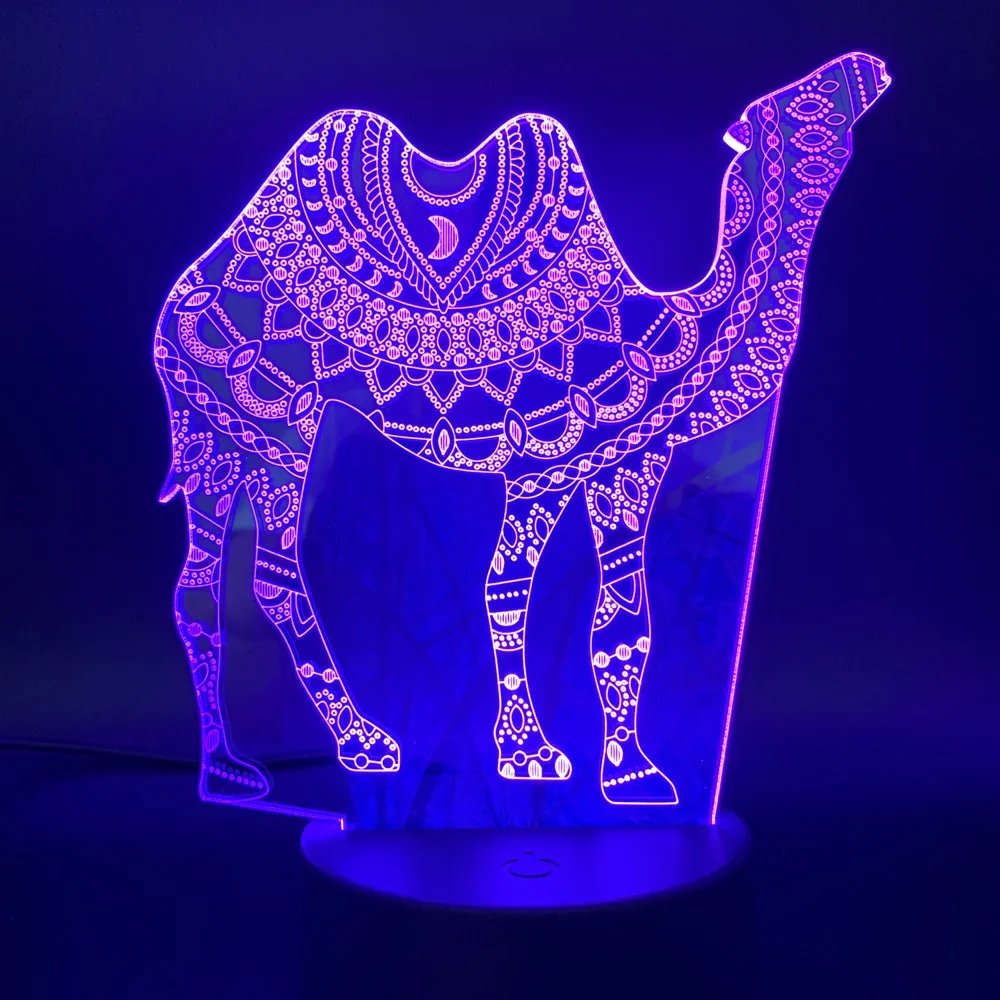 

Led Night Light Arabesque Camel Creative for Office Home Room Decoration Acrylic Crafts Cool Gift for Kids Child Bedroom Lamp