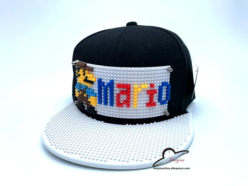 Мода Супер Марио мозаика настроить Snapback DIY Marie brick полями на заказ для шляпы хип-хоп Snapback шляпа бейсбольная Кепка