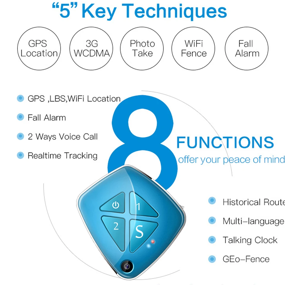 3G 4G GPS Tracker Mini Necklace SOS Phone Call Communication Fall Sensor Camera Taking Photo FREE Tracking APP Personal Locator