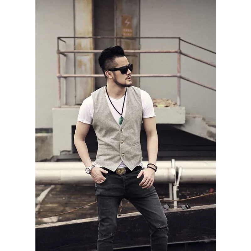 High Fashion Formal Slimming Vest Linen V-Neck Casual Blue Waistcoat Wedding Office Sleeveless Jacket Suit Vest Male Clothes High Fashion Formal Slimming Vest Linen V-Neck Casual Blue Waistcoat Wedding Office Sleeveless Jacket Suit Vest Male Clothes