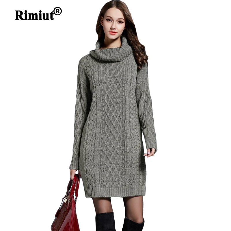 Goede Rimiut 2018 Nieuwe Aankomst Vrouwen Losse Gebreide Lange Herfst Trui Shirts Fashion Sexy Fit Lichaam Vet MM Herfst Winter Truien