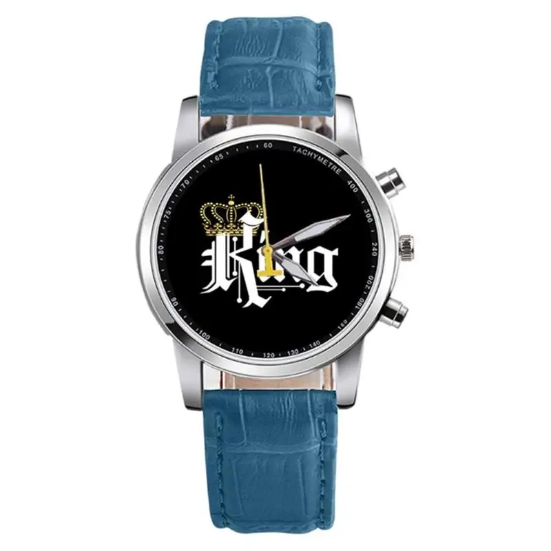 New King Queen Leather Watches Women Lovers Quartz Watch Men Brand Luxury Wristwatch Female Male Quartz 4