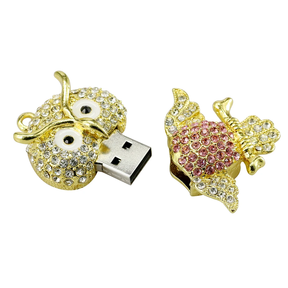 Discount This Month Animal USB Flash Drive Metal Diamond Owl Pendrive