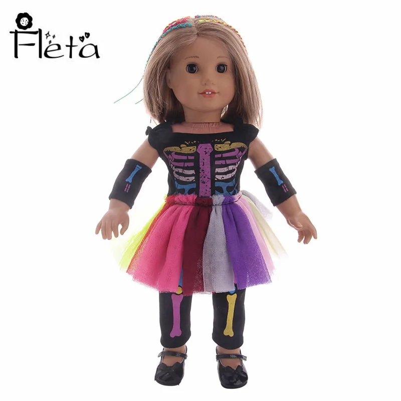 

Fleta Doll Halloween Skull Suit For 18inch American Doll or 43cm Doll,Best Gift For Kids