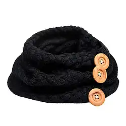 Для женщин Девушки Зима утолщаются нерегулярные нить трикотажные бесконечная петля кольцо однотонный шарф 3 Кнопки Декор гофрированный