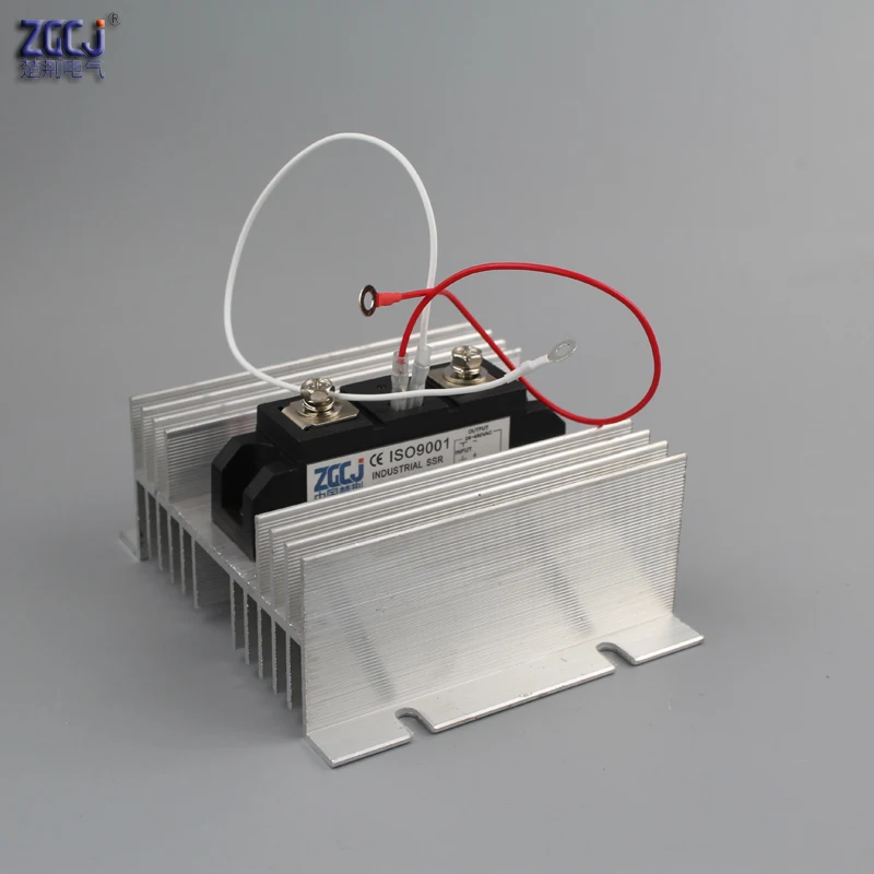 

60A Industrial solide state relay with 2 connection cable and radiator industrial SSR DC-AC SSR dc control ac in stock