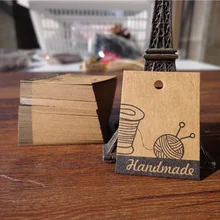 100 шт. мини-шар из пряжи ручной работы Закладка Крафт-Бумага бирки DIY креативная заметка Цена Этикетка подарок бирка 3x4 см