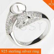 LGSY women DIY rings jewelry glittering green eyes Leopard design adjustable 925 sterling silver pearls rings accessories