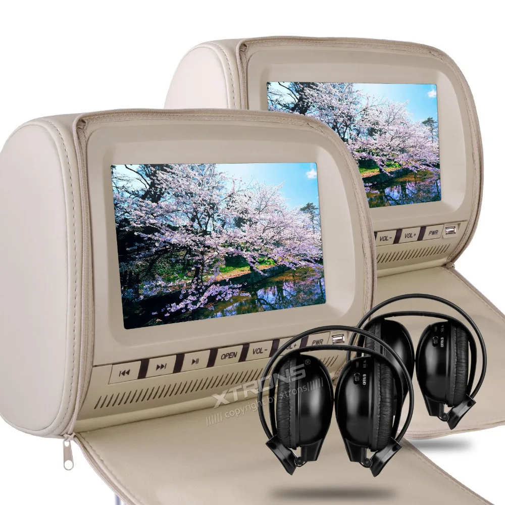 Best 2x9" Beige Color (Black & Grey Optional) Headrest Car DVD with 2 IR Headphones Car Headrest Monitor with DVD Buit-in Speaker 1 Best 2x9" Beige Color (Black & Grey Optional) Headrest Car DVD with 2 IR Headphones Car Headrest Monitor with DVD Buit-in Speaker 1