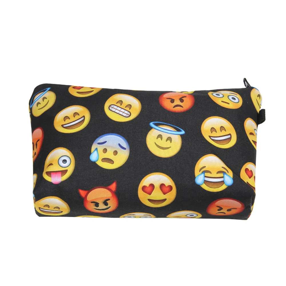 

New Cosmetic Bag Emoji Black Smileys Make Up Bag Cover Case Cosmetics School Pencil Hipster 0913