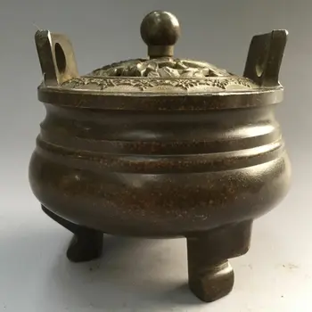 

Collection Antique Bronze Handmade Fish Lotus Double Ears Incense Burner Statue Beautiful Statue