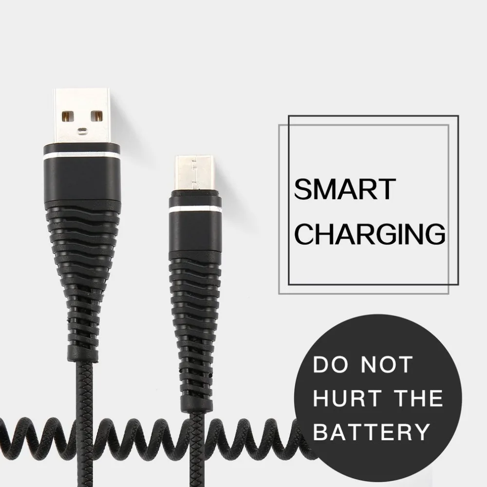 

USB-C Type C Cable Coiled Spring Spiral Type-C Male Extension Cord Data Sync Charger Wire Charging Cable For Samsung