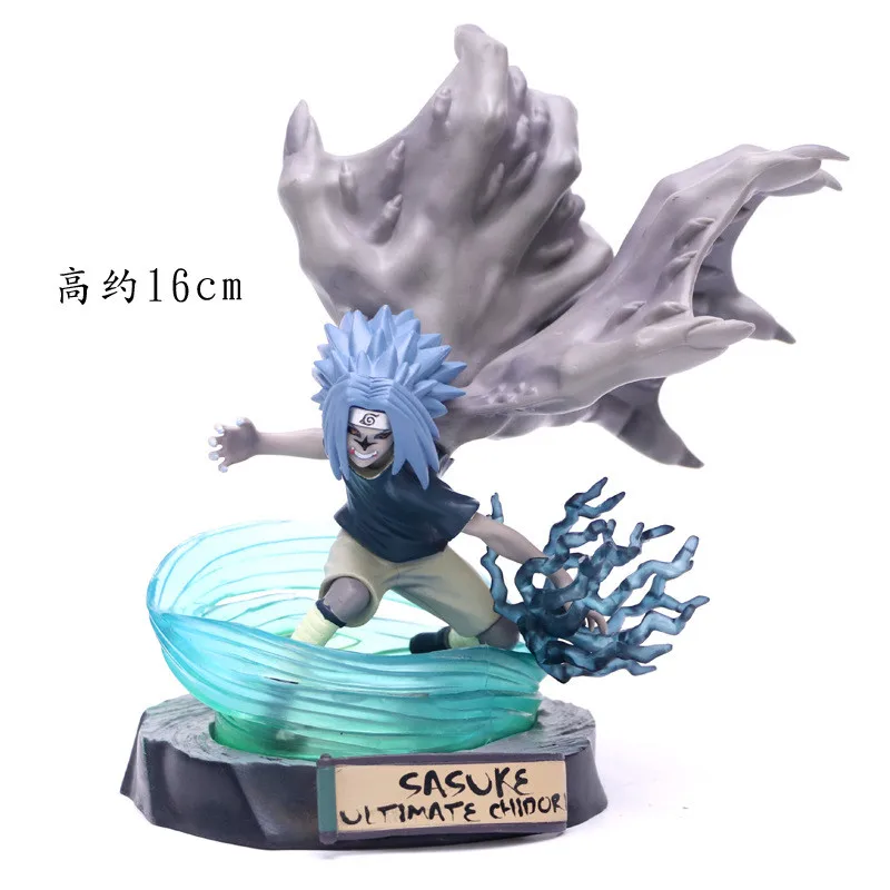 

2019 Uchiha Sasuke VS Naruto Susanoo Blue Nirvana Thunder Curse Second Form PVC Action Figure Collection Model Toy 18cm