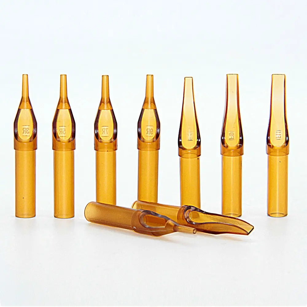 50pcs 15f brown disposable tattoo sterile tips nozzle supply flat magnum size