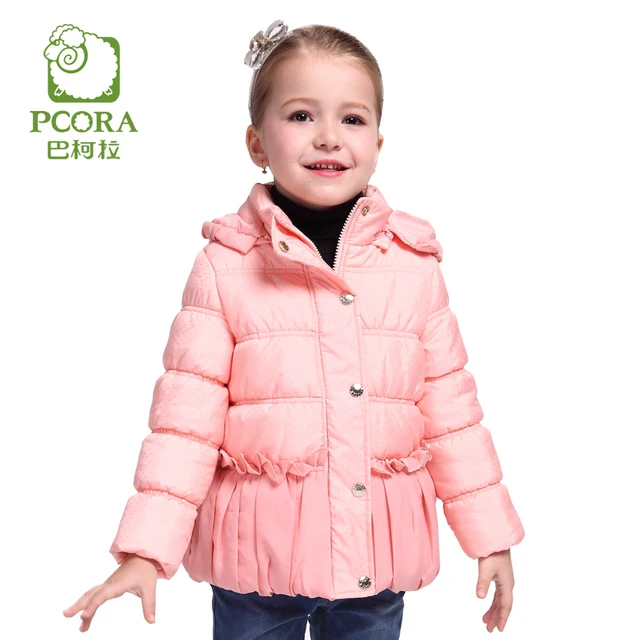 PCORA Winter Jacket for Girls Coats Pink Children Clothing Girl Outwear