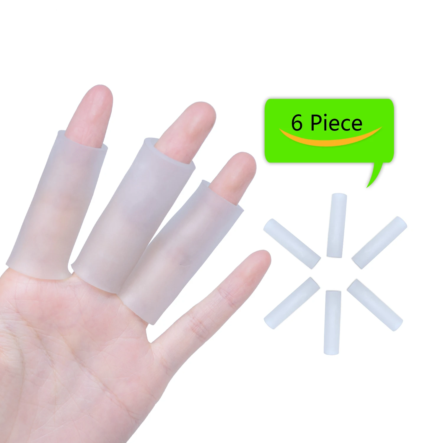 6 Pcs Open Soft Silicone Gel Tube Finger Protector Sleeves Separators