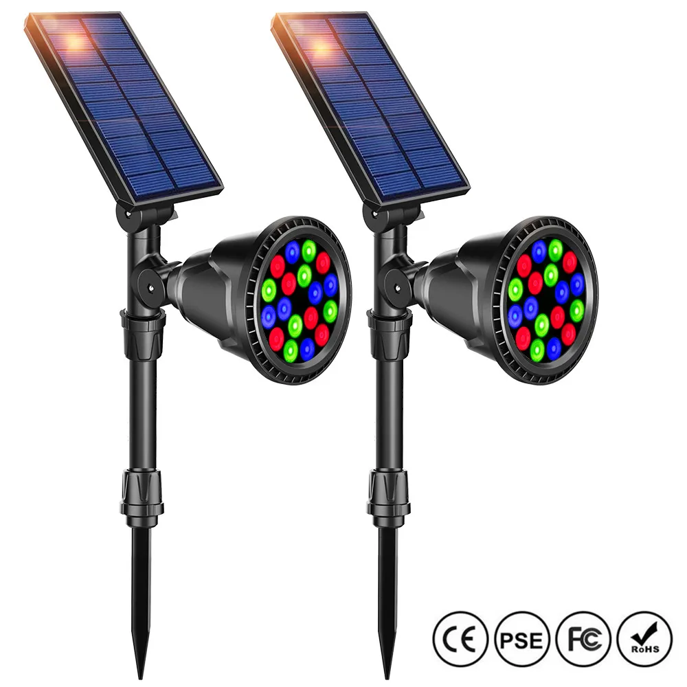 

Solar Powered 18 LED RGB Lamp Adjustable Colorful Solar Spotlight In-Ground IP65 Waterproof 7 Color Outdoor Landscape Lights
