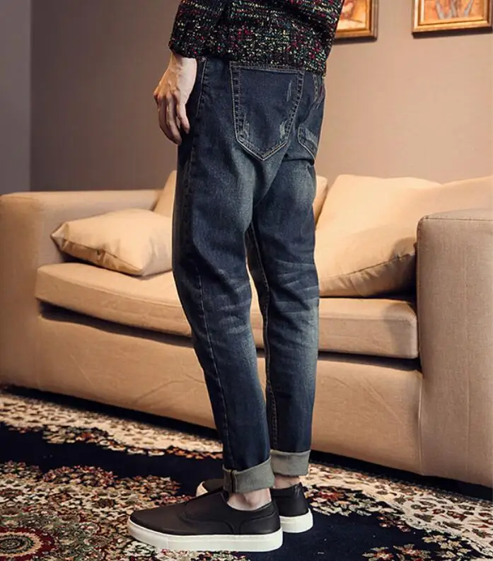 Летние Стильные мужские джинсы Брендовые высококачественные известные дизайнерские мужские джинсы шаровары 28-36