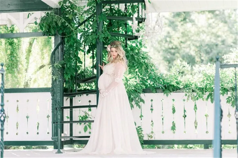Maternity Photography Props Long Dress Crochet Lace Maternity Chiffon Dress Pregnancy Dress Photography Pregnancy Clothes Dress
