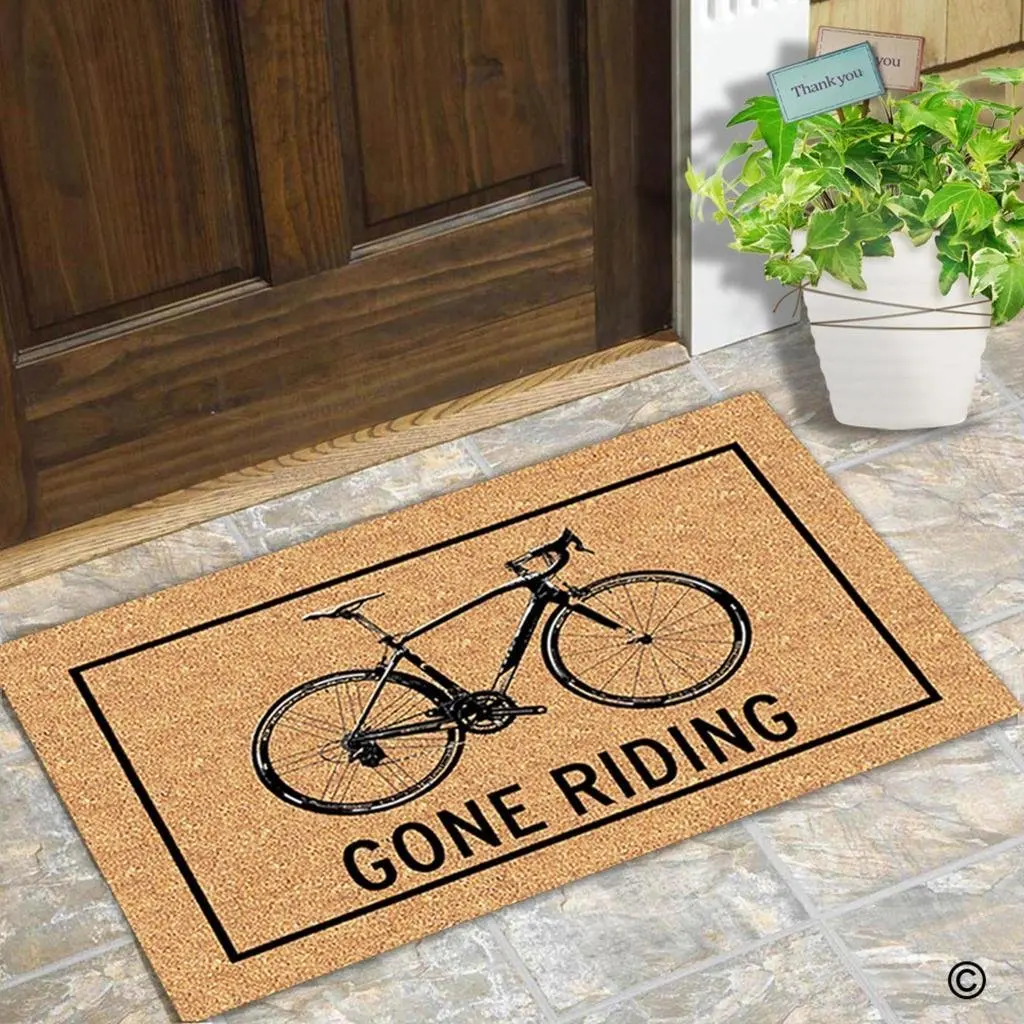 Doormat Gone Riding Bicycle Indoor And Outdoor Floor Mat Non Woven Top