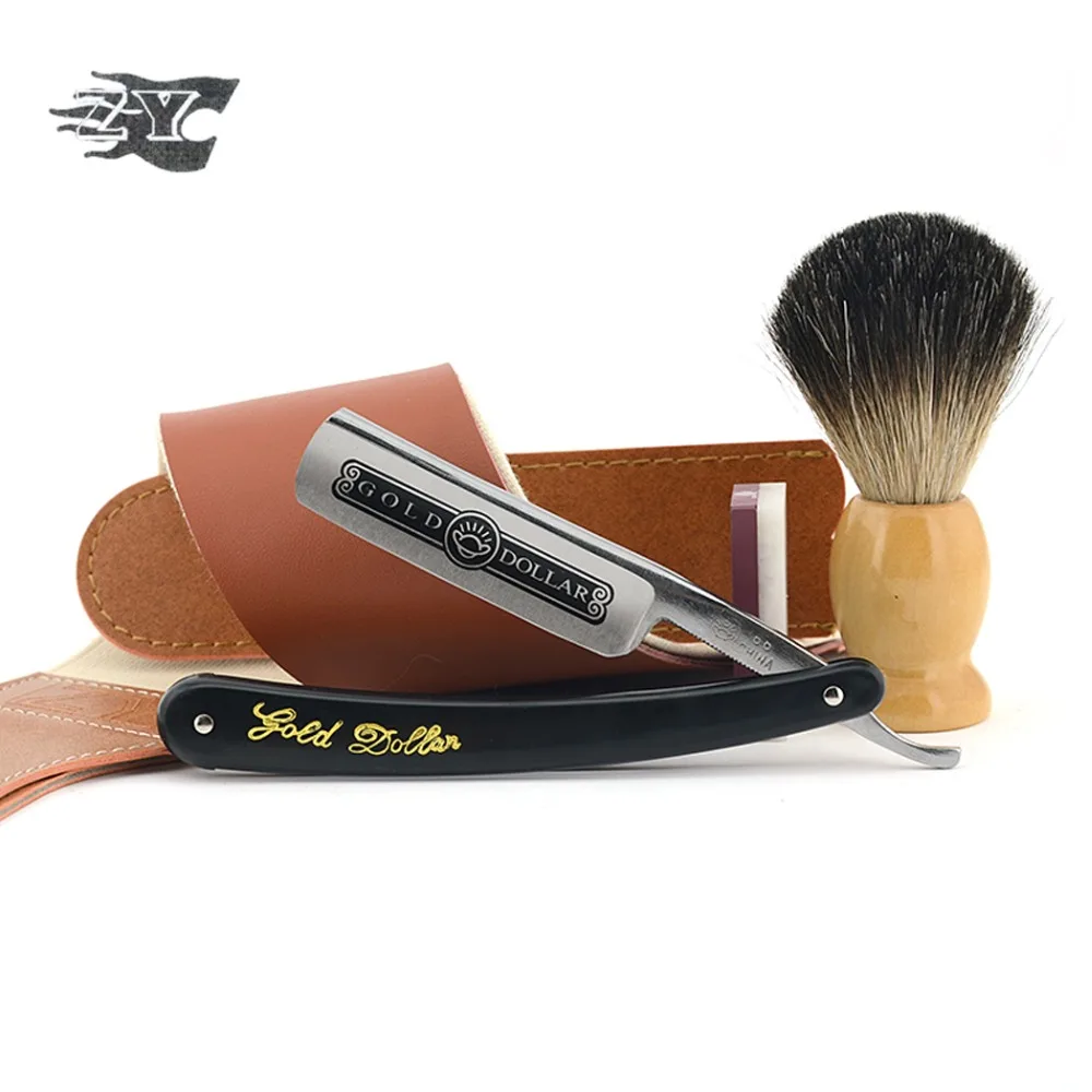 ZY Man Straight Shaving Razor Set Whetstone Sharpening Stone Block Gold