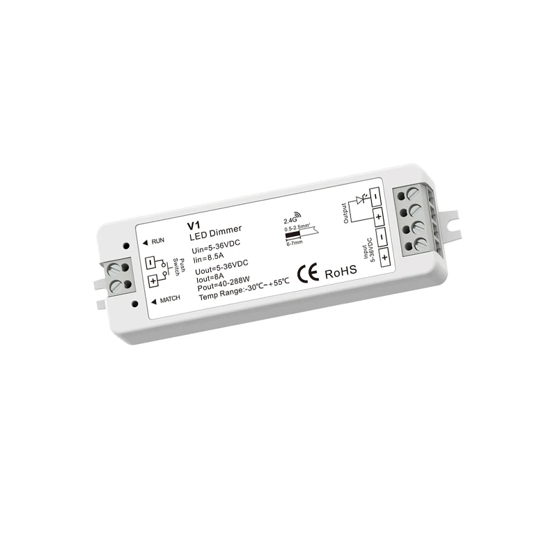 Выключатели со светодиодным индикатором 12 V/24 V V1 8A выход приемник с RU4 4 зоны Беспроводной RF сенсорный пульт дистанционного управления 3528 5050 Led Одноместный Цвет Светодиодная лента Led диммер - Цвет: V1 Receiver