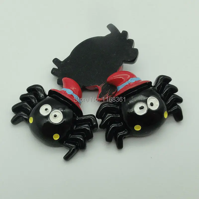 1pcs/lot resin flat back Halloween red hat spider 31mm Cabochons Scrapbooking Hair Bow Center DIY Christmas decration C105-10