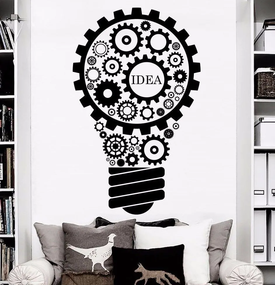 Idea light bulb Quotes Wall Decal Motivational Vinyl Wall Stickers for Living Room Study Room Home Office Decor