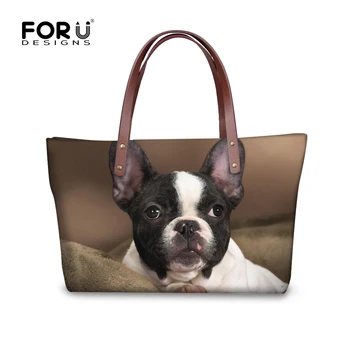 

FORUDESIGNS Feminine Handbags For Women Casual Shoulder Bags Tote French Bulldog Pattern Large Messenger Bag bolsas sac a mai