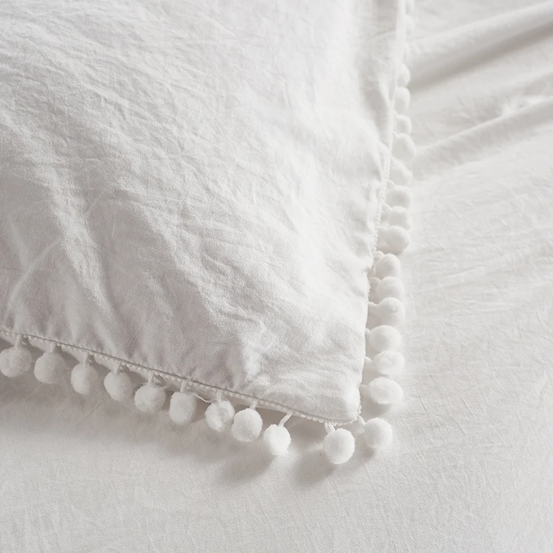Белые розовые комплекты постельного белья с мыть мяч декоративная ткань из микрофибры Queen King пододеяльник наволочка удобные