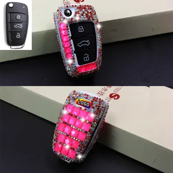 

Luxury Diamond Bling Car Key Case Cover/ Key Shell Holder For AUDI A1 A3 Q3 S3 S5 S6 R8 TT Q7 Q5 A6 A4 Accessories