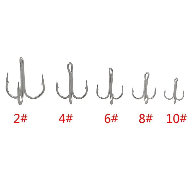 OUTKIT 20 шт/б Высокоуглеродистая сталь тройные рыболовные крючки Серебряная жесткая приманка круглая изогнутая Тройная искусственная приманка на рыболовные крючки Размер 2 4 6 8
