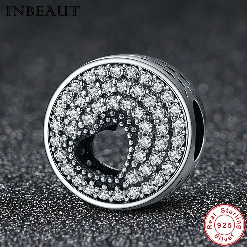 

INBEAUT Women Wedding Jewelry 925 Sterling Silver Chain Link Bracelet Charm Girl Heart Crystal Zircon Bead fit s925 Bracelets