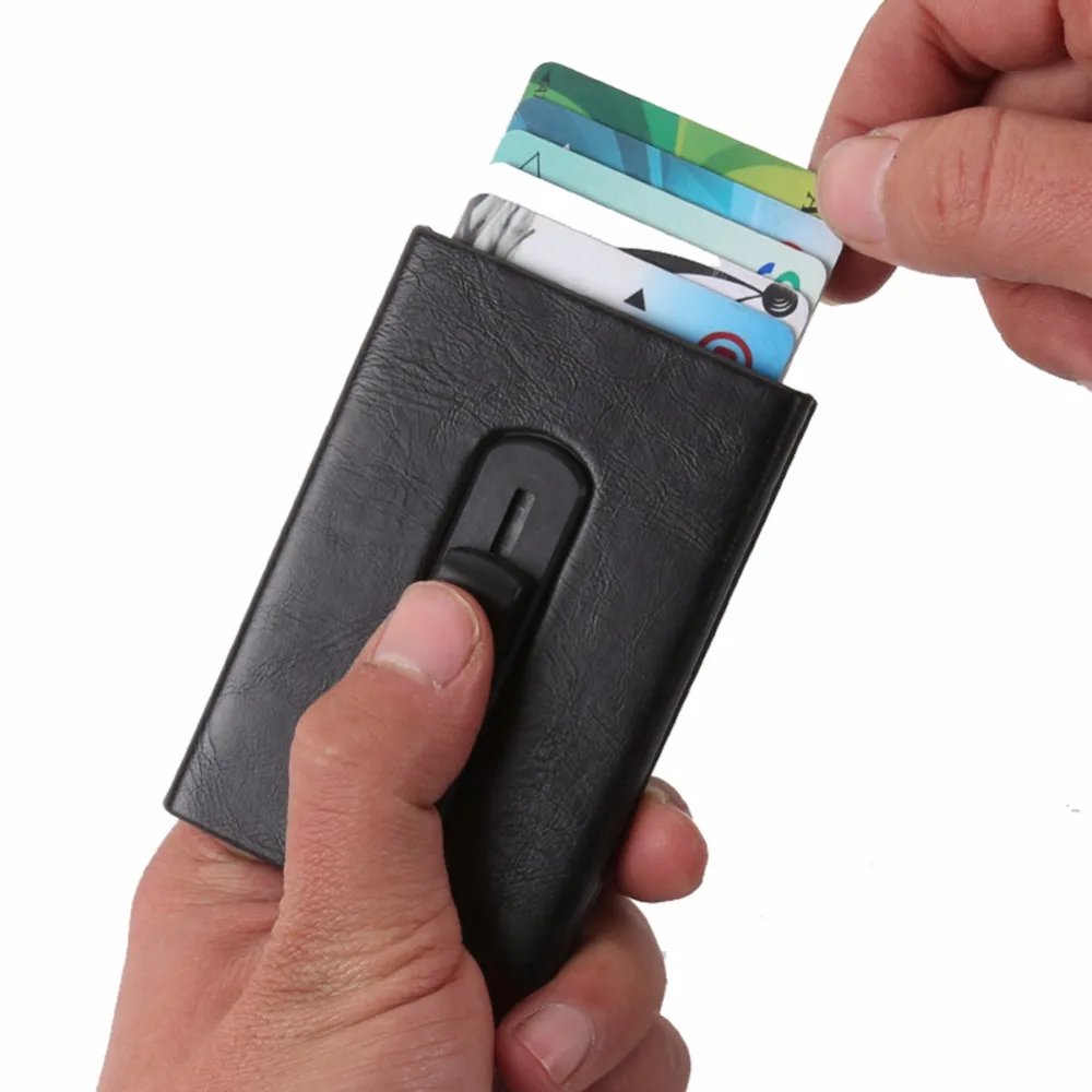 Artmi Credit Card Case RFID Blocking Compact Mens Wallet Automatic Pop up Card Holder Hold Up ...