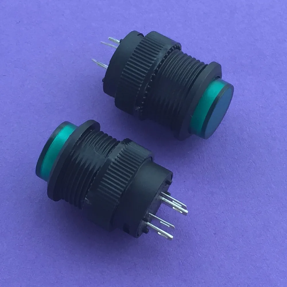

2pcs YT115Y 16mm Green Light Off/On Push Button Switch AC 250V 3A