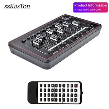 

Professional Sound Card with remote control Audio External USB Headset Microphone Live Broadcast Sound Card For android Computer