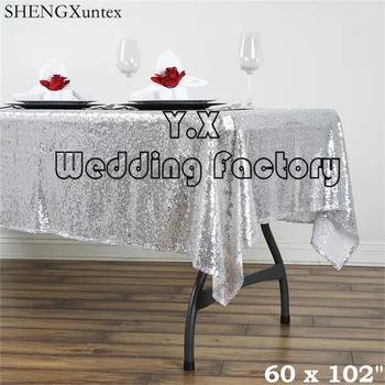 

Nice Looking 60"*102" Long Rectangular Sequin Table Cloth Cheap Wedding Tablecloth