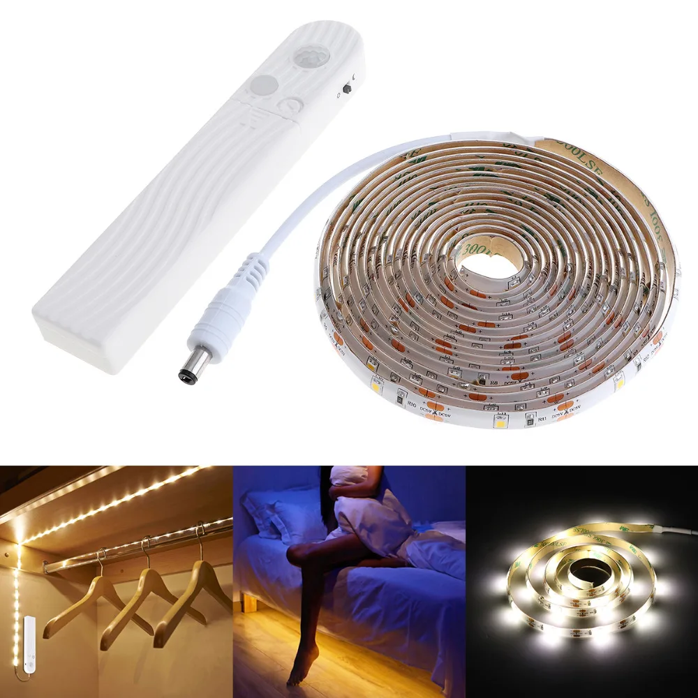 

1M 2M 3M 5V Motion Sensor LED Strip Light Flexible USB LED Night Light Tape with 2 Modes for Wardrobe Stair Bed Desk Decor Lamp