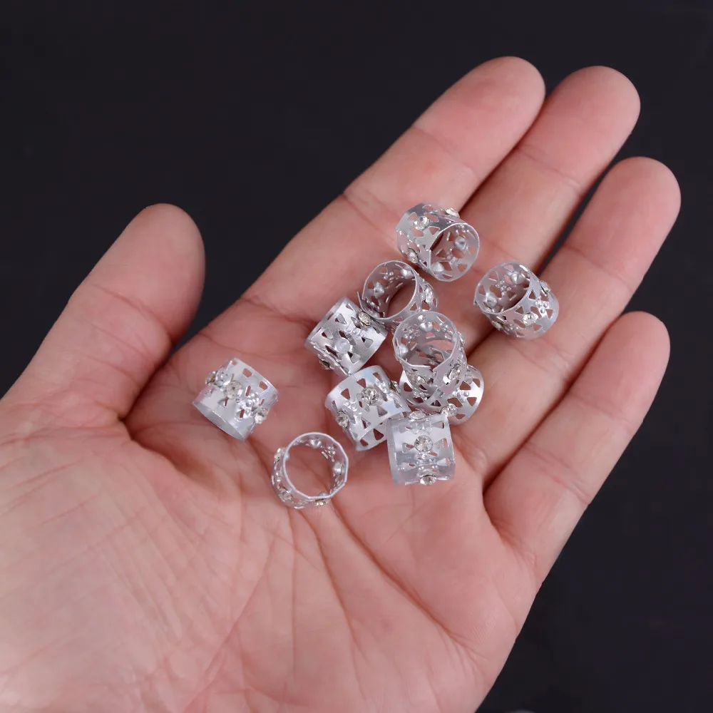 50 unids/lote de trenzas de pelo plateadas con diamantes de imitación,  cuentas para rastas, puños trenzados ajustables, Clip en forma de corazón,  herramienta de extensión de cabello, joyería - AliExpress, image size:1000x1000