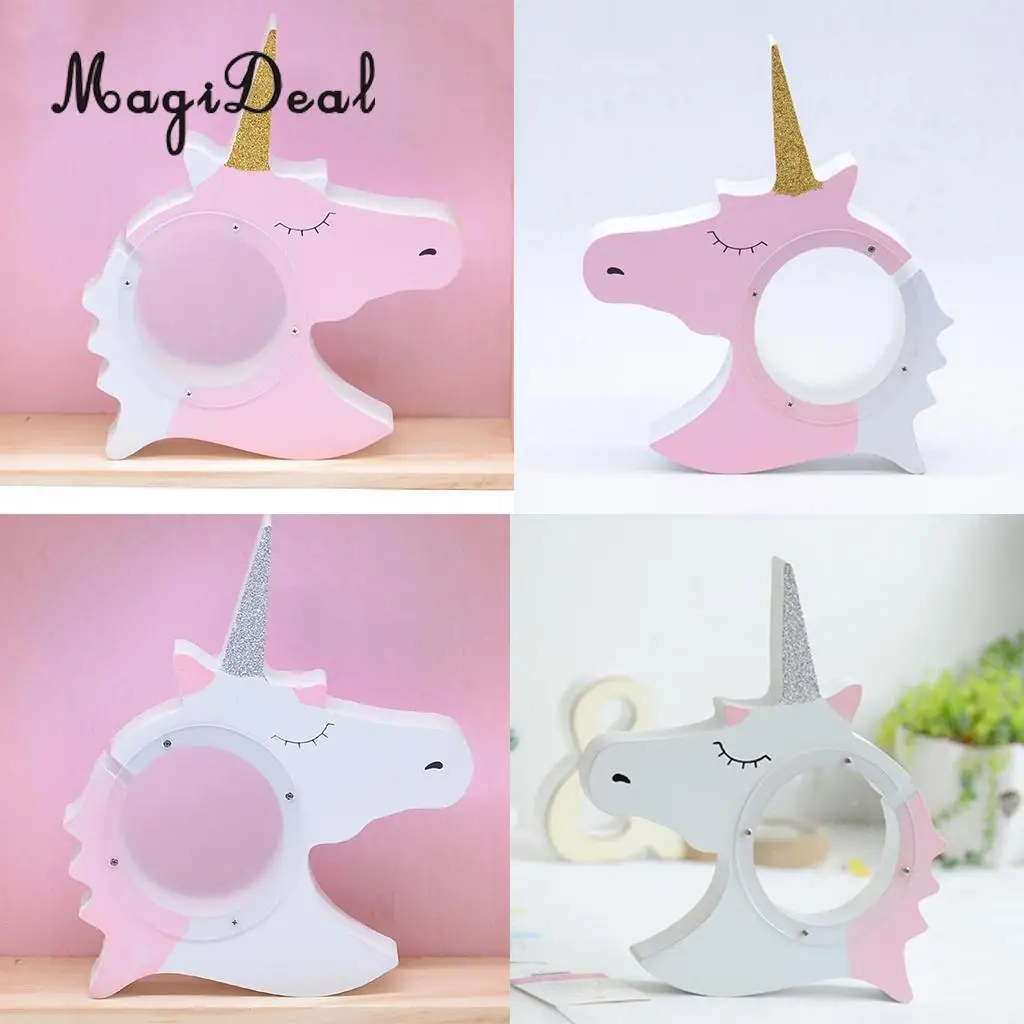 Cute Unicorn Style Baby Child Christmas Gift Wooden Cartoon Coin Bank Money Boxes Piggy Bank For Kids Birthday Gift Decor