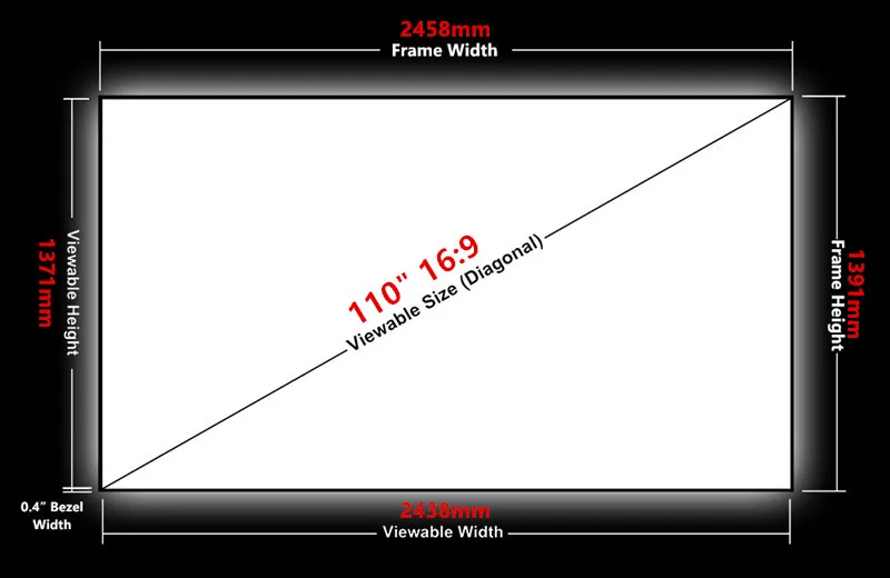 110 дюймов 16:9 тонкий ободок с фиксированной рамкой проекционные экраны с ПЭТ тканью+ ALR экран для ультра короткого броска проектора