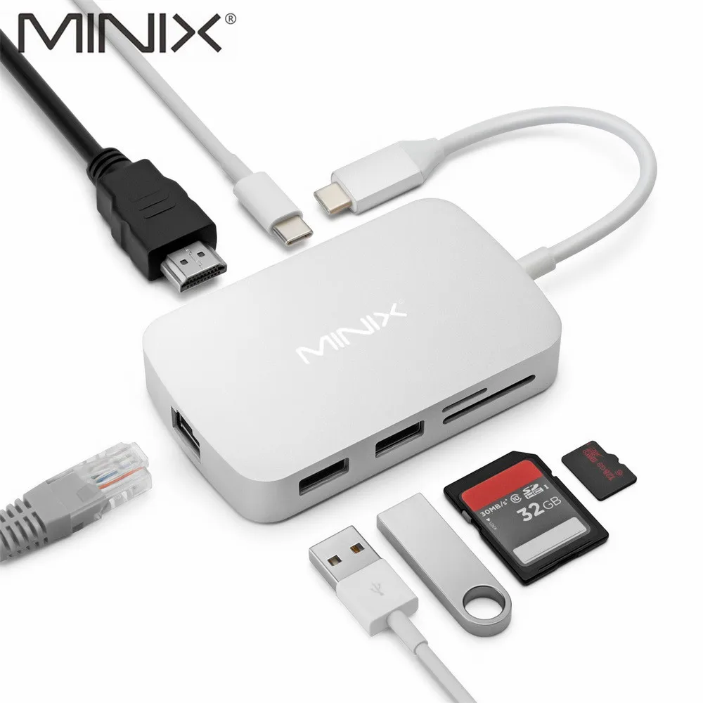MINIX NEO C Multiport Adapter HDMI Output/ Gigabit Ethernet/ USB3.0*2/ TF & SD Card Slot Silver (Compatible with Apple MacBook) MINIX NEO C Multiport Adapter HDMI Output/ Gigabit Ethernet/ USB3.0*2/ TF & SD Card Slot Silver (Compatible with Apple MacBook)