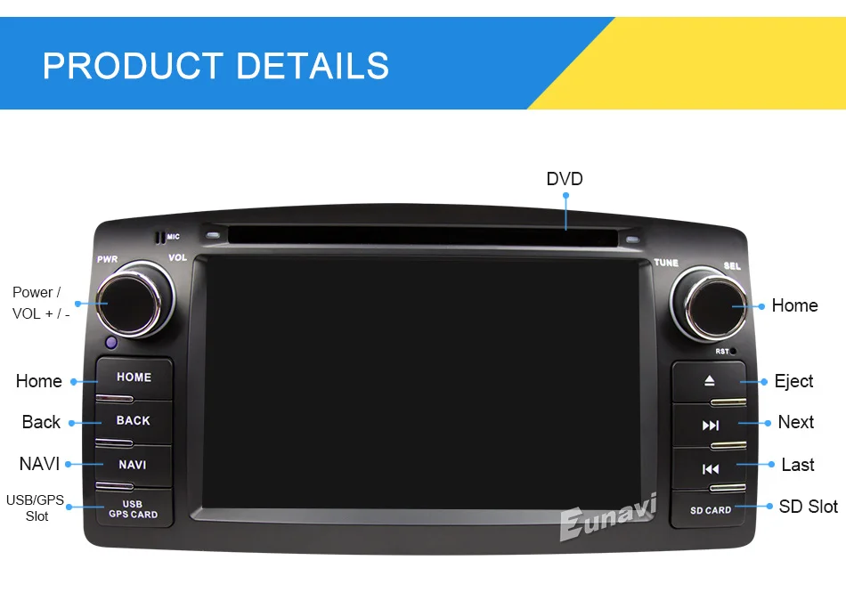 Clearance Eunavi 2 Din Car DVD For Toyota Corolla E120 BYD F3 Android 8.1 Quad core RAM 2G 2Din Car DVD stereo GPS with touch screen WIFI 24