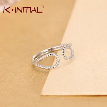 Kinitial 1Pcs Never Fade 925 Silver Retro Hollow Twist  Rings Personality Rope Ring Jewelry For Woman and Man Love Best Friend
