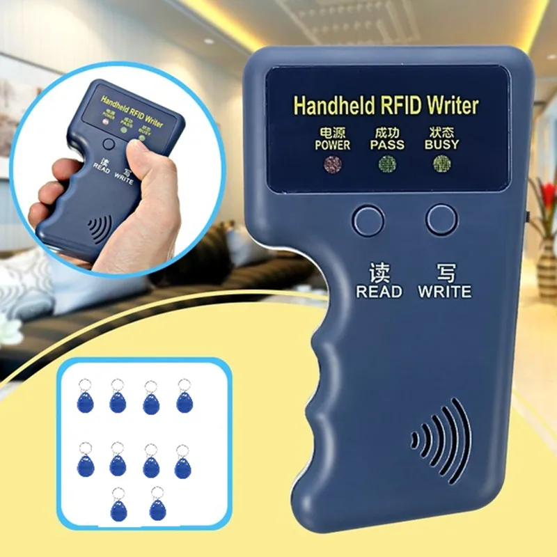 Duplicator Key Handheld 125KHz RFID IC ID Card Copier Writer Duplicator Programmer Reader Match Writable EM4305 ID Keyfobs Tags