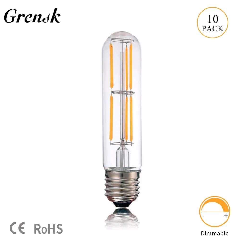 Grensk T30 130 мм Эдисон трубчатые светодиодный светильник 6 W светодиодный свет лампы накаливания теплый белый 2700 K E26 E27 базы декоративные освещение затемнения