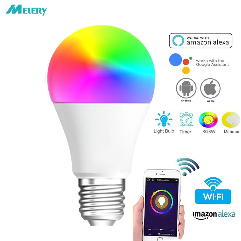 

WiFi Smart LED Light Bulb Lamp E26 12W RGBCW Homekit Lighting Bulb Dimmable Multicolor Compatible with Alexa and Google Home